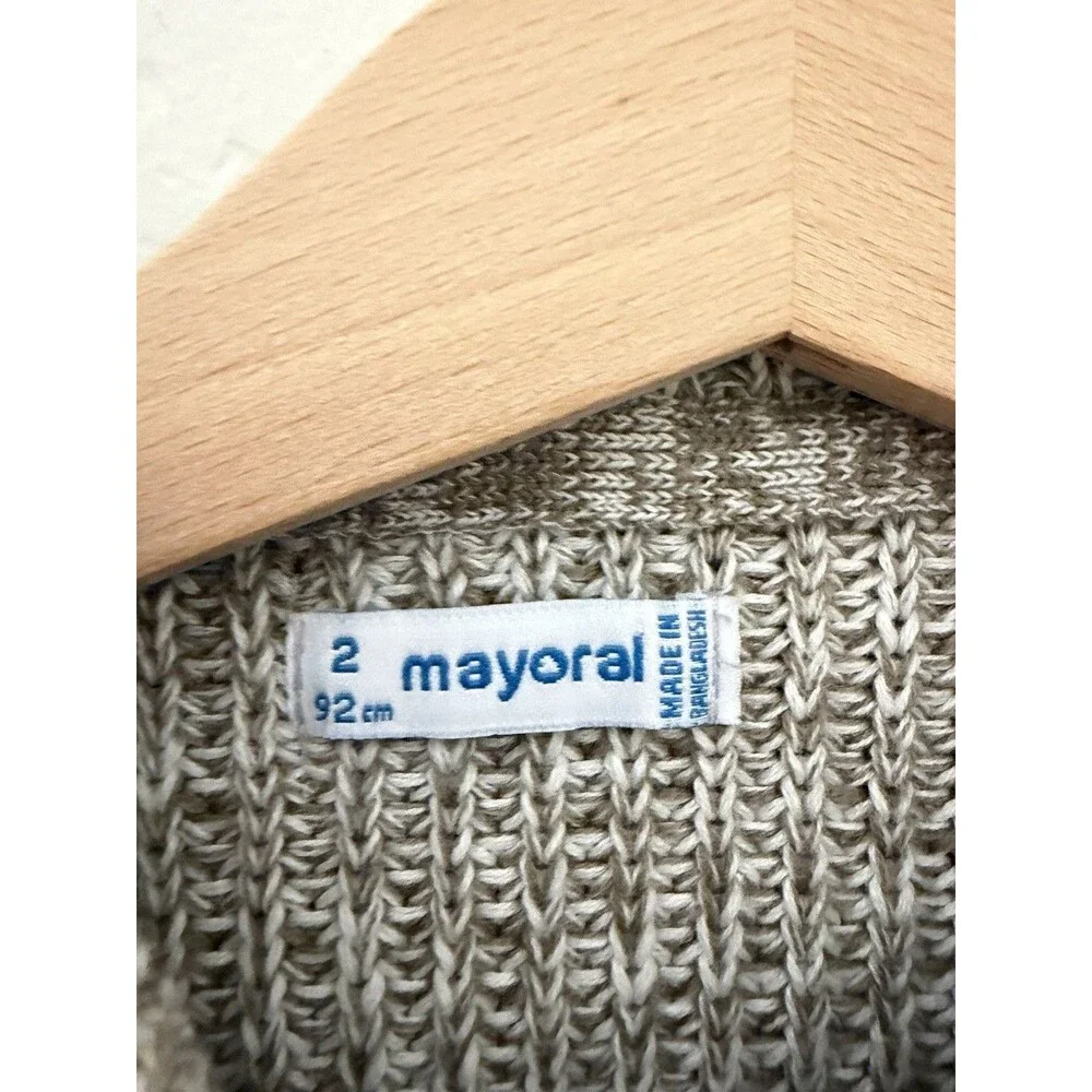 Mayoral Boys 2T Ombre Knit Hooded Cardigan Sweater Full Zip Brown Toddler